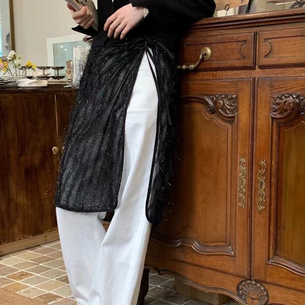 Lace Layered Gaze Nederdel Kvast Nederdele SORT Black