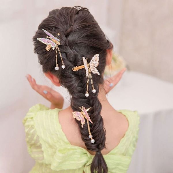 Rhinestone Butterfly Hårnål Butterfly Bangs Sidoklämma FÄRG 7 Color 7
