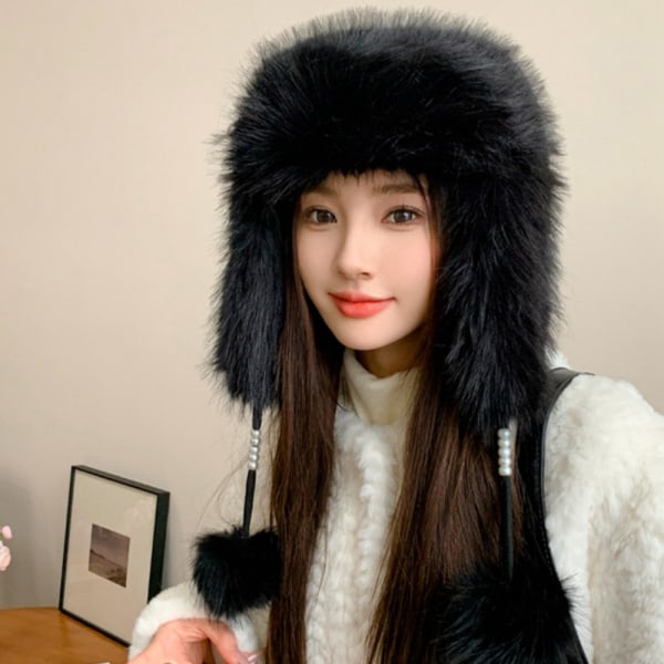 Fluffy Hat Pelsluer SVART Black