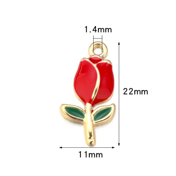Emalje Flower Charms Floral Tulip Charms Floral Plant Tulip