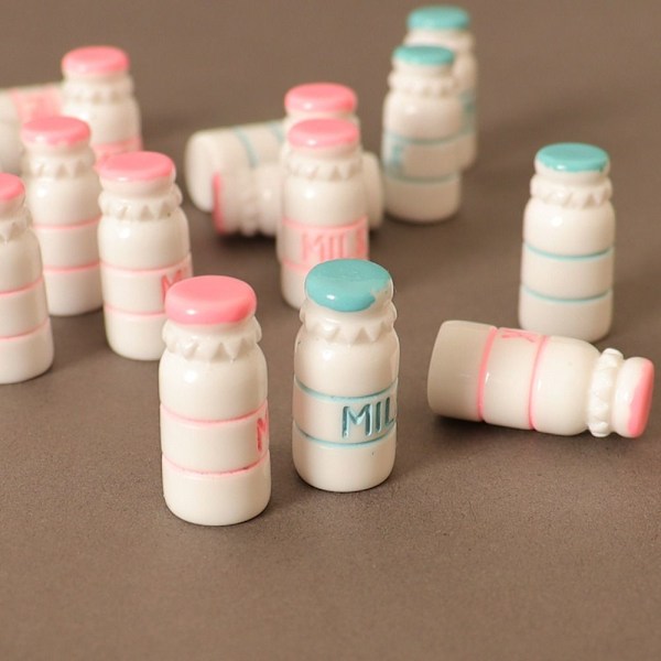 5 stk 1/6 melkeflasker Dukkehus Miniatyr ROSA Pink