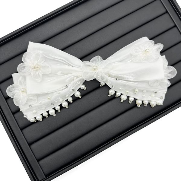 Pärlvit Rosett Tyg Patch Blomma Tygmärke VIT White