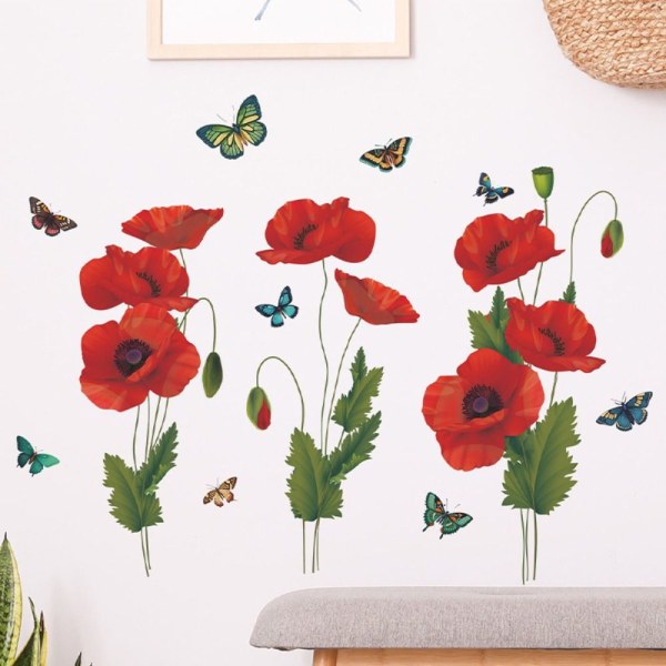 Red Flower Wall Decals Blossom Wall Stickers Wall Art Decor