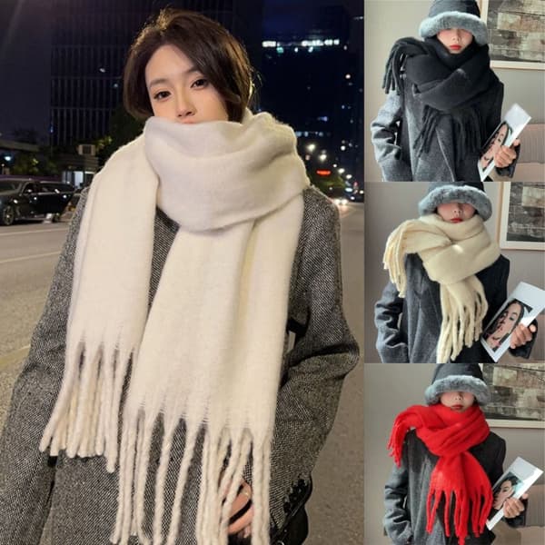 Vinter Cashmere Scarf Lång Tofsar Halsdukar LJUSGRÖN Light green