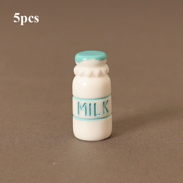 5 stk 1/6 melkeflasker Dukkehus Miniatyr BLÅ Blue