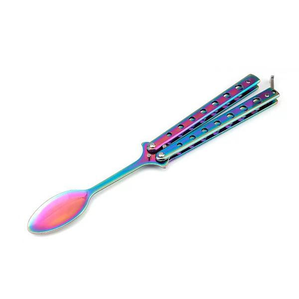 Fjärilsfällbar sked Gaffel Balisong Träningsverktyg SKEDSSKED spoon