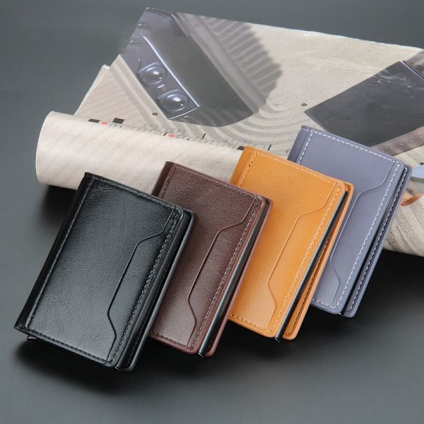 PU-läderplånbok Automatisk Pop Up-plånbok BRUN brown