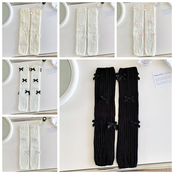 Sløyfe stablede sokker Strikket bentrekk HVIT&SORT White&black
