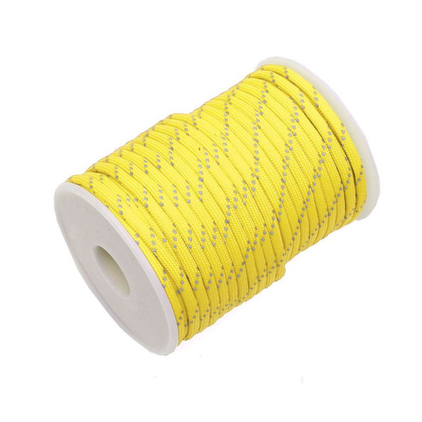 Reflekterende 550 Paracord Tau Fallskjermsnor Snøre GUL yellow