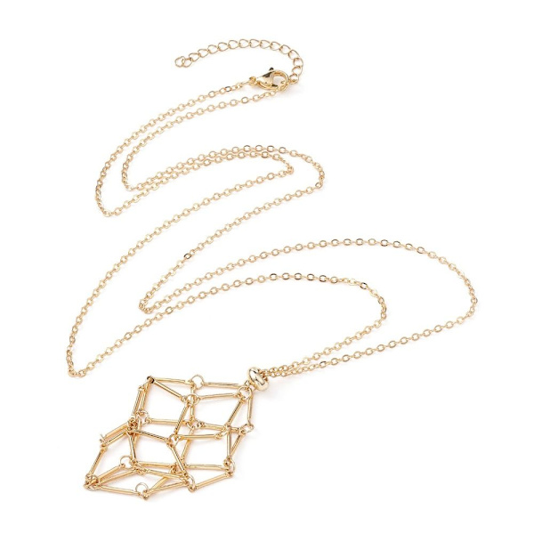 Krystallholder Cage Halskjede Krystall Net Metal Halskjede 3 3 3