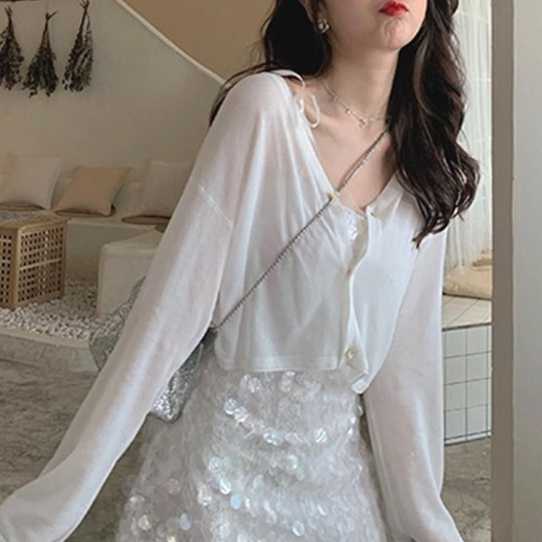 Dame Sjal Kort Cardigan HVID White