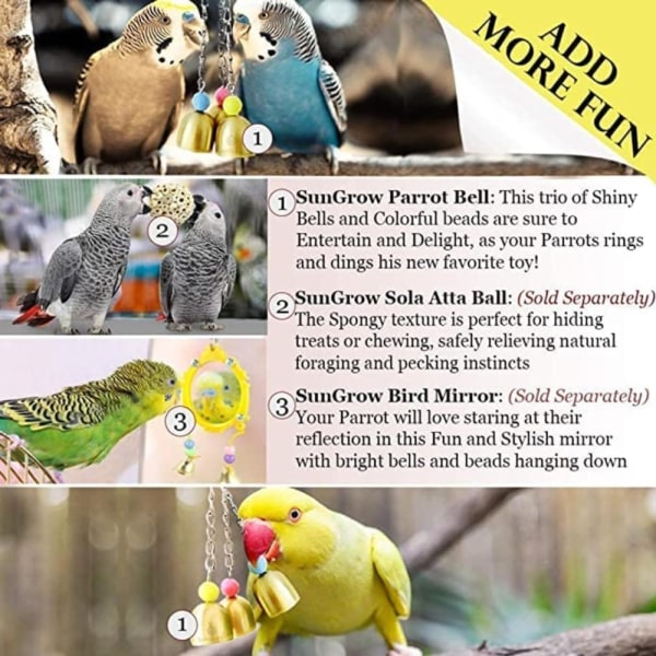 3kpl Raskaat linnunhäkkilelut Parrot Bell Toy Bird lelut