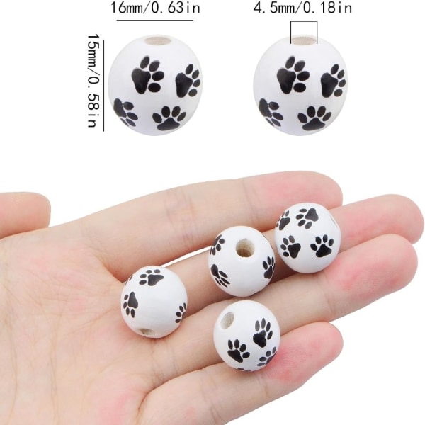 Wood Beads Paw Print Wood Beads Dog Wood Beads Paw Print