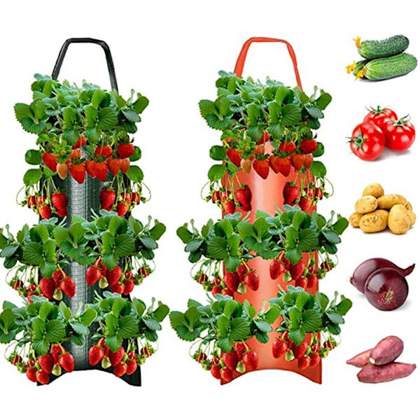 Plant Grow Bags Jordgubbsplanteringsbehållare ORANGE 6 HÅL 6 orange 6 Holes-6 Holes