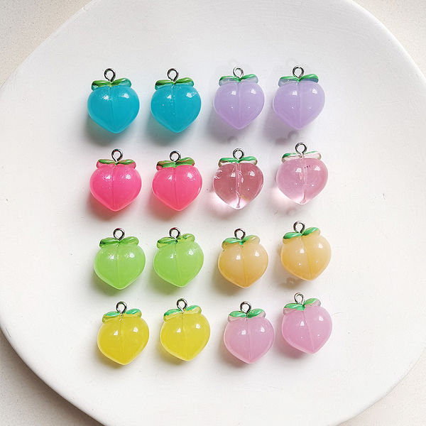 10 stk Peach Flat Resin Charms Pendant Peach Charms Frugt 3