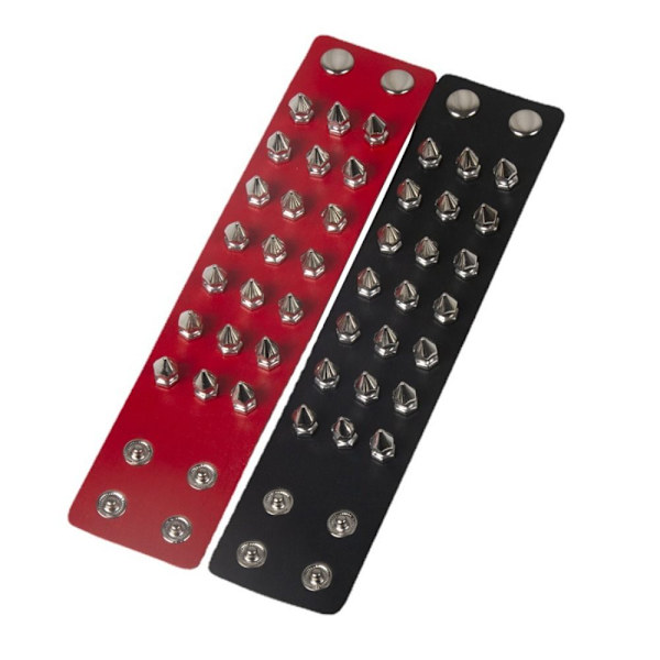 Pu Läder Dubbade Armband Svart Armband RÖTT Red