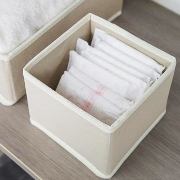 6st/ Set Tyg Förvaringslåda Kläder Organisation Låda BEIGE beige