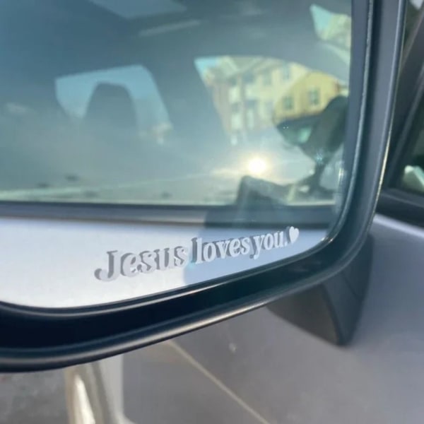 Bakspejlsmærkat Bilspejlklistermærker JESUS ​​ELSKER DIG JESUS Jesus love you