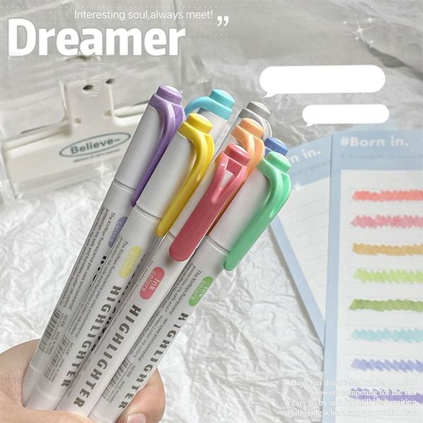 5 färger/kartong Highlighter Pen Set Fluorescent Pen G(15PCS) G(15pcs)