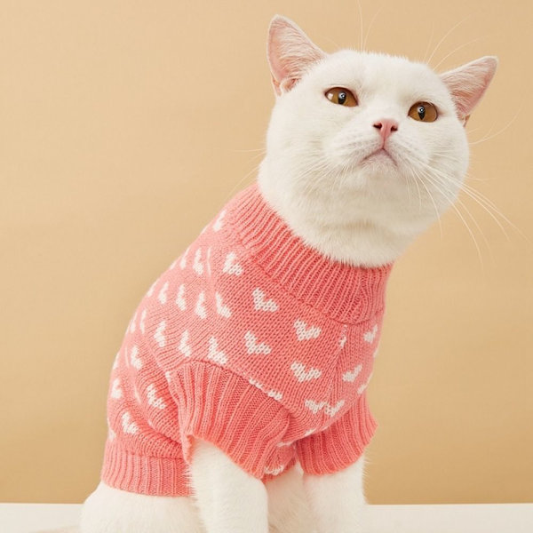 Slim Fit Pet Sweater Heart Pet Sweater PINK Pink