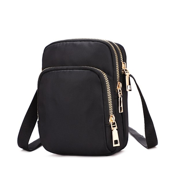 Kvinder Crossbody lynlåstaske Mobiltelefon Skuldertaske SORT Black