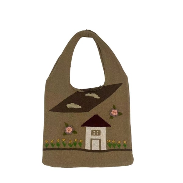 Strikkede skuldervesker Hekleveske KHAKI khaki