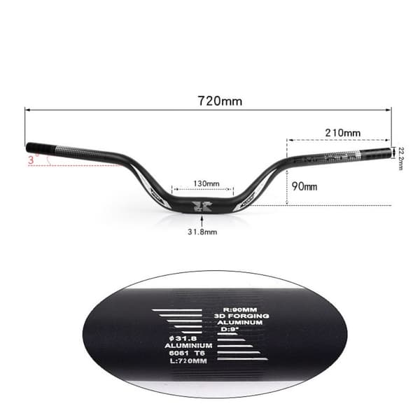 Mountainbike Styren Cykel Extra Lång Riser Bar SILVER Silver 720mm