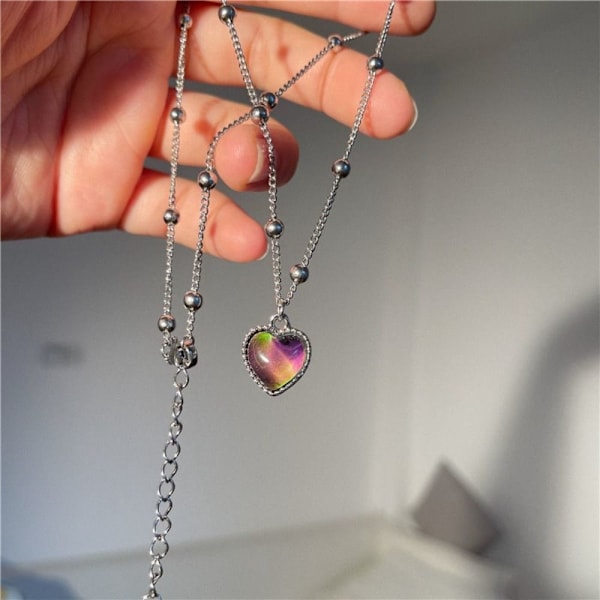 Heart Mood anheng Halskjede Halskjede Peach Heart Chain