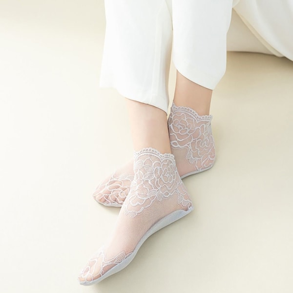 1pari läpinäkyvät sukat Invisible Ruffle Sock GRAY GREY