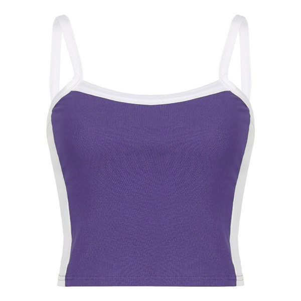 Linne dam med ribbad väst LILA L Purple L