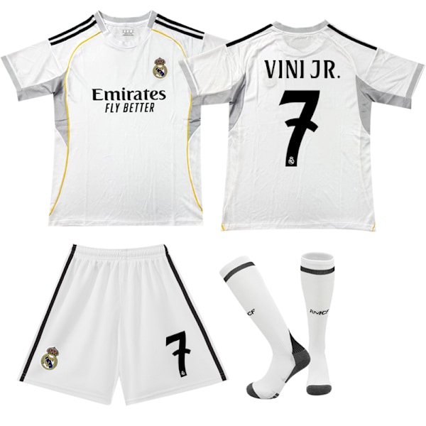 Real Madrid Hemmaströja Barn & Vuxen Fotbollströja Vinicius Nr. 7 VINI JR 2025-2026 16