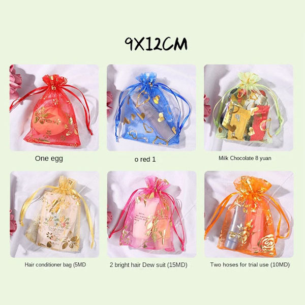 20 st/lot Organza smyckespåsar Presentförpackningspåsar CHAMPAGNE Champagne 9x12cm
