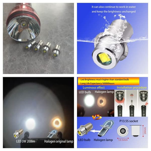 LED-vaihtolamppusarja taskulamppuun 1 KPL 1 KPL 1PCS