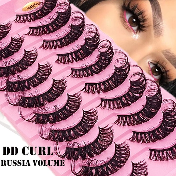 10 Par Rusland Volume DD Curl Faux Mink Falske Vipper W04