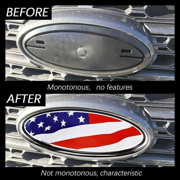Amerikansk flagg overlay emblem front grill dekal bakluke emblem