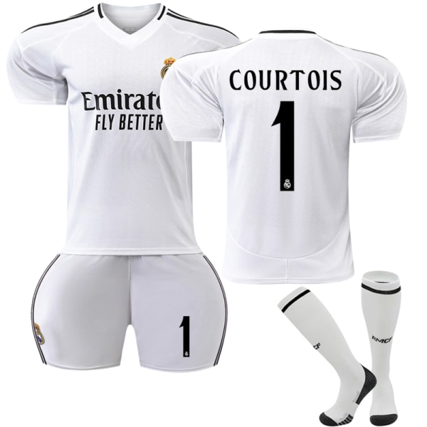 Real Madrid Hjemme Fotballdrakt Barn 2024-2025 Nr. 1 Courtois Adult XS