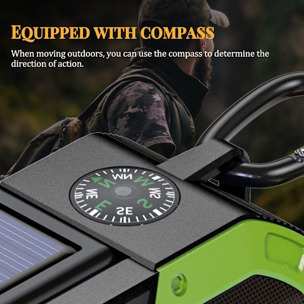 Nödradio Handvev Solar Laddning 5000mAh Power Bank black