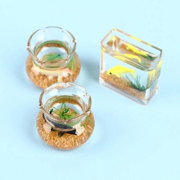 Miniatyr Fish Tank Aquarium Dollhouse RUND RUND Round