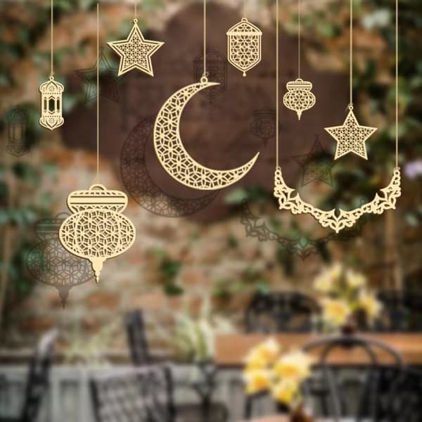 9 stk. EID Mubarak Ramadan Dekorationspendants