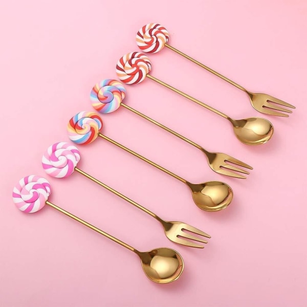 Lollipop Spoon Dessert Spoon SILVER PINK&FORK PINK&FORK Silver Pink&Fork-Pink&Fork