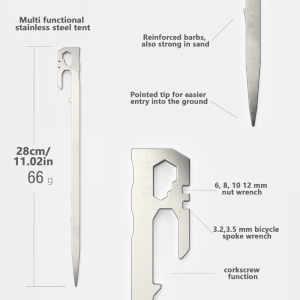 1/6 kpl Camping Teltta Stakes Katos Telttatapit 22CM-6KPL 22CM-6KPL 22cm-6pcs