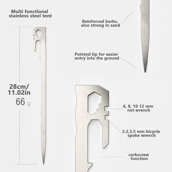 1/6 stk. Campingteltpæle Baldakin teltpløkker 22CM-6STK 22CM-6STK 22cm-6pcs
