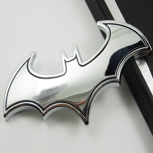 2 stk Bat Car Badge Bat Shape Badge Metal Emblem Sticker SØLV silver