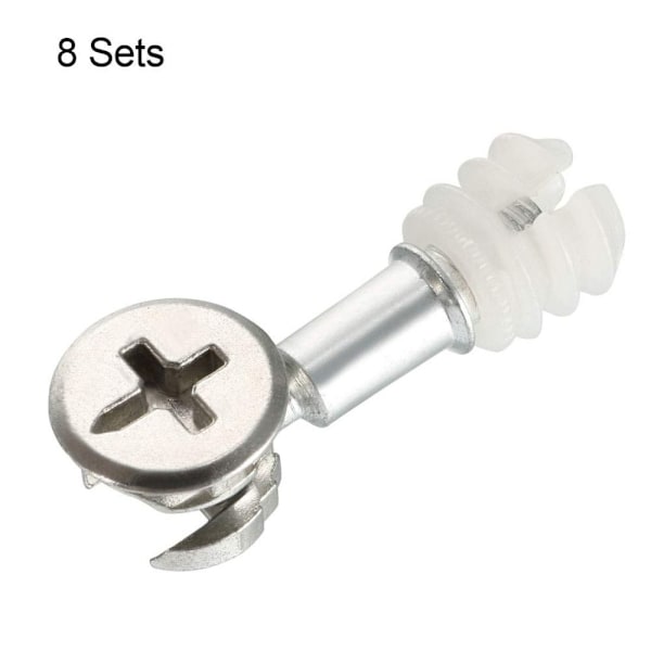8st 3-i-1 möbelanslutningssats Cam Fitting Dowel Screws 8PCS