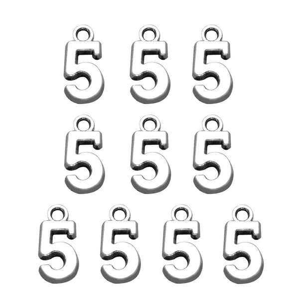 10 st Berlocker med siffror Arabiska sifferberlocker 5 5 5