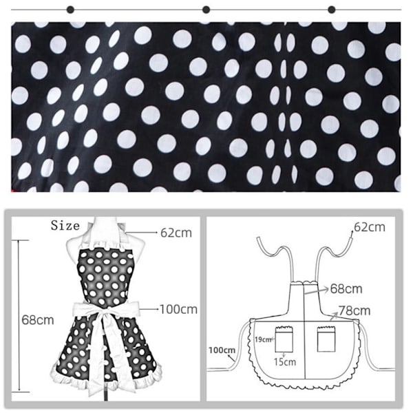 Söt Polka Dot Förkläde Förkläde med fickor BLÅ blue
