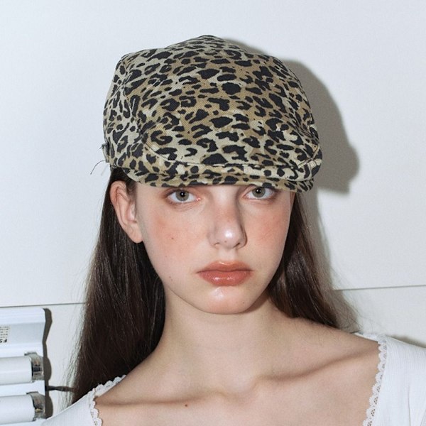 Leopard Print Kasket Leopard Baret Britisk Peaked Kasket