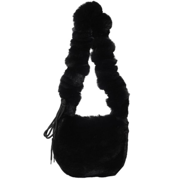 Kvinner Furry Crossbody Bag Y2K Furry Satchel Bag SVART black