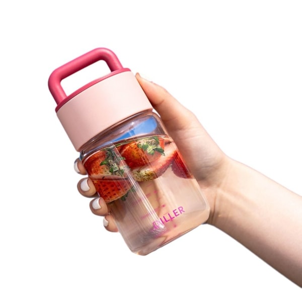 Høy borosilikatglassflaske Borosilikatglass juicekopp pink 420ml