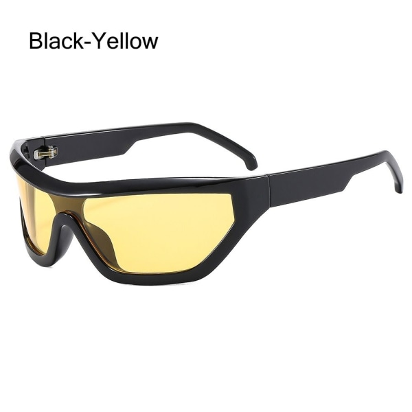 Wrap Around aurinkolasit Naisten aurinkolasit MUSTA-KELTAINEN Black-Yellow